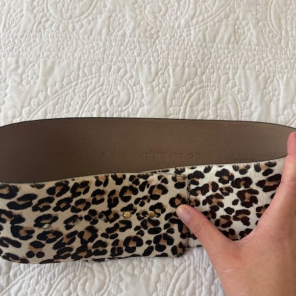 Ann Taylor Leopard Print Wide Leather Belt - Picture 2 of 5
